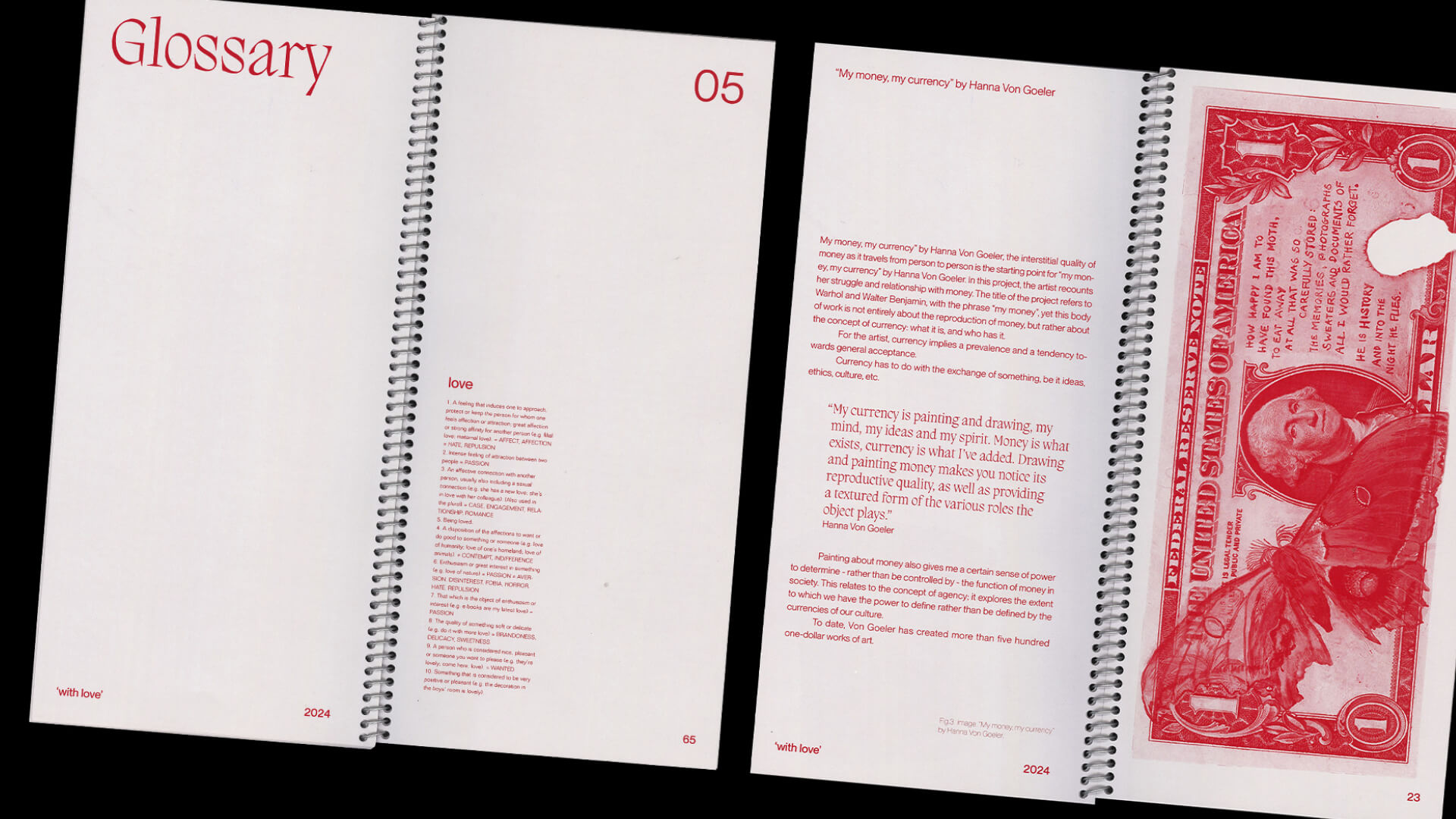 with love detail of pages of the book