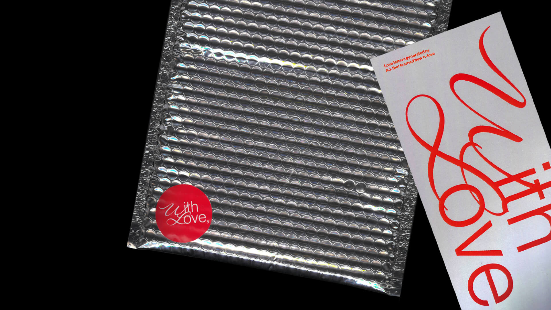 with love detail of the metallic package and one back of the letter